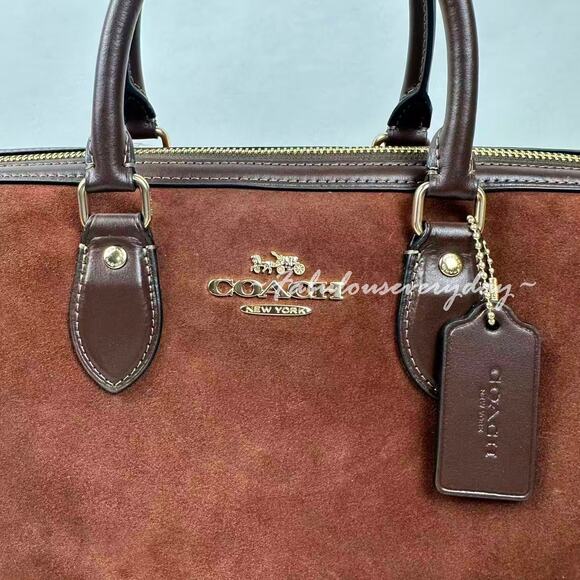Coach Rowan Large Satchel Bag Crossbody In Suede/Im/Vintage Brown CCC79 NWT - Picture 7 of 12
